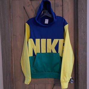 Nike Therma Fit Hoodie Pull Over Color Block Blue Yellow
Green Spell Out Mens S